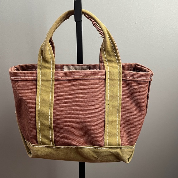 RARE-Vintage L.L.BEAN Mini Tote Bag Brown/Green - Picture 1 of 10